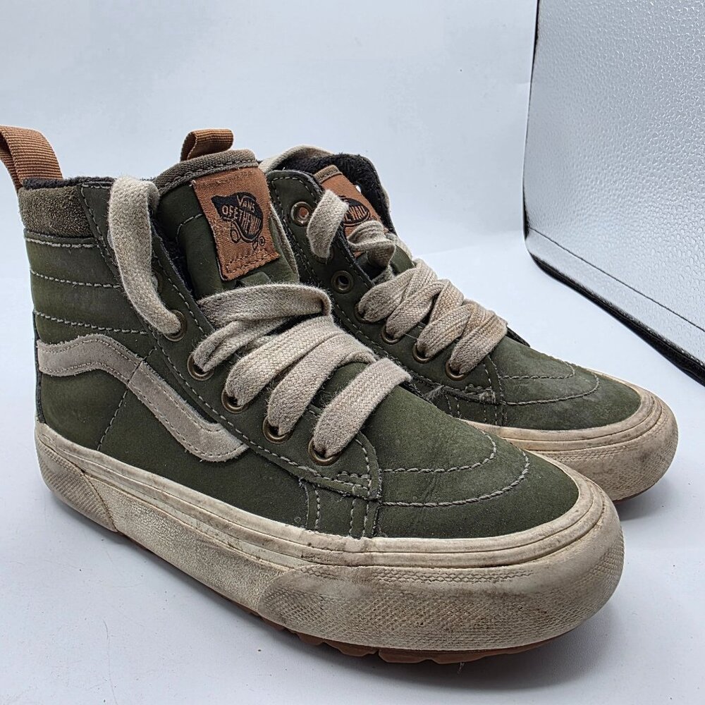 Vans Sk8 Hi MTE 1 Kids Size 12.5 Olive Green High Top Shoes Winter Warm Outdoors